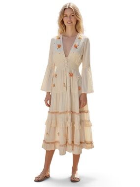 Z&L Europe Floral Tiered Bohemian Maxi Dress